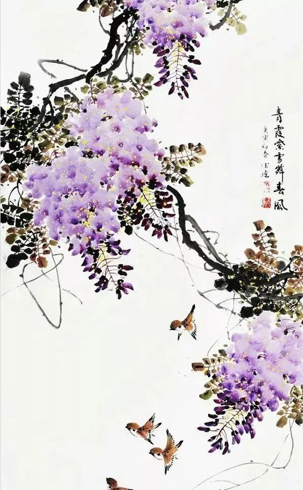 国画名家画紫藤:灿若云霞,紫气东来