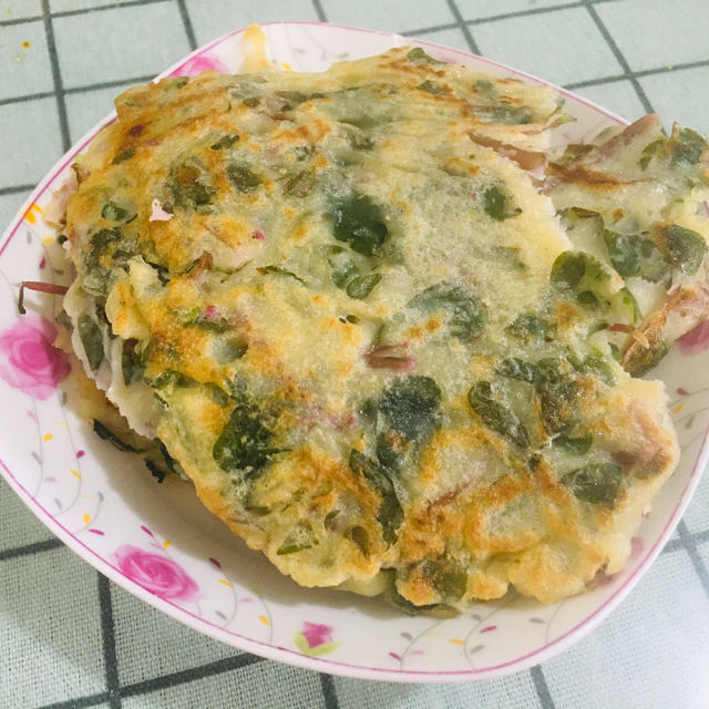 马齿苋煎饼,软嫩可口,美味早餐饼