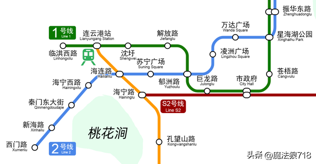 连云港轨道交通最新规划高清线路图(2030 ),线路3 4覆盖全市