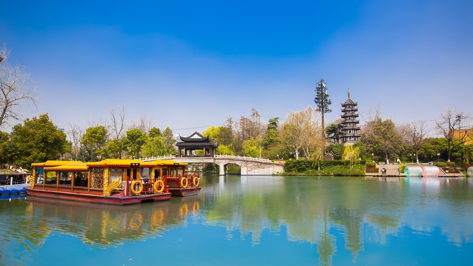 5a级景区,南京城中园林,风景美如画的白鹭洲公园
