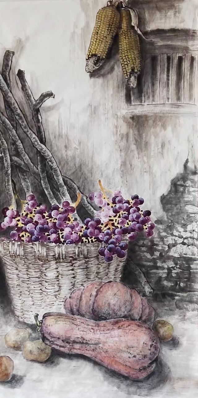 陕西省美协会员米龙国画《秋实》