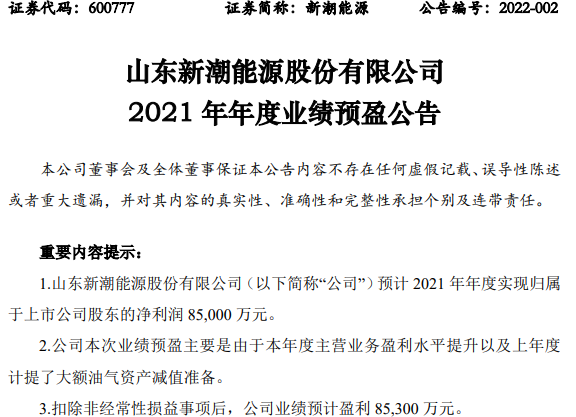 新潮能源摊上大事了涉嫌违规担保或被st业绩却大涨