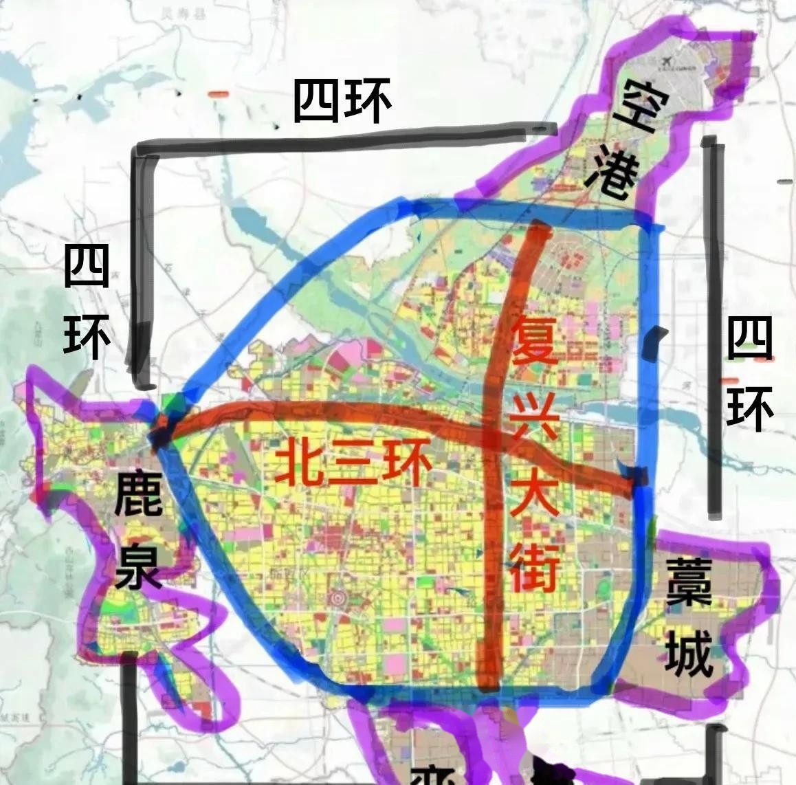 同样都是石家庄2035年的规划图,不同的画法就是不同的理解!
