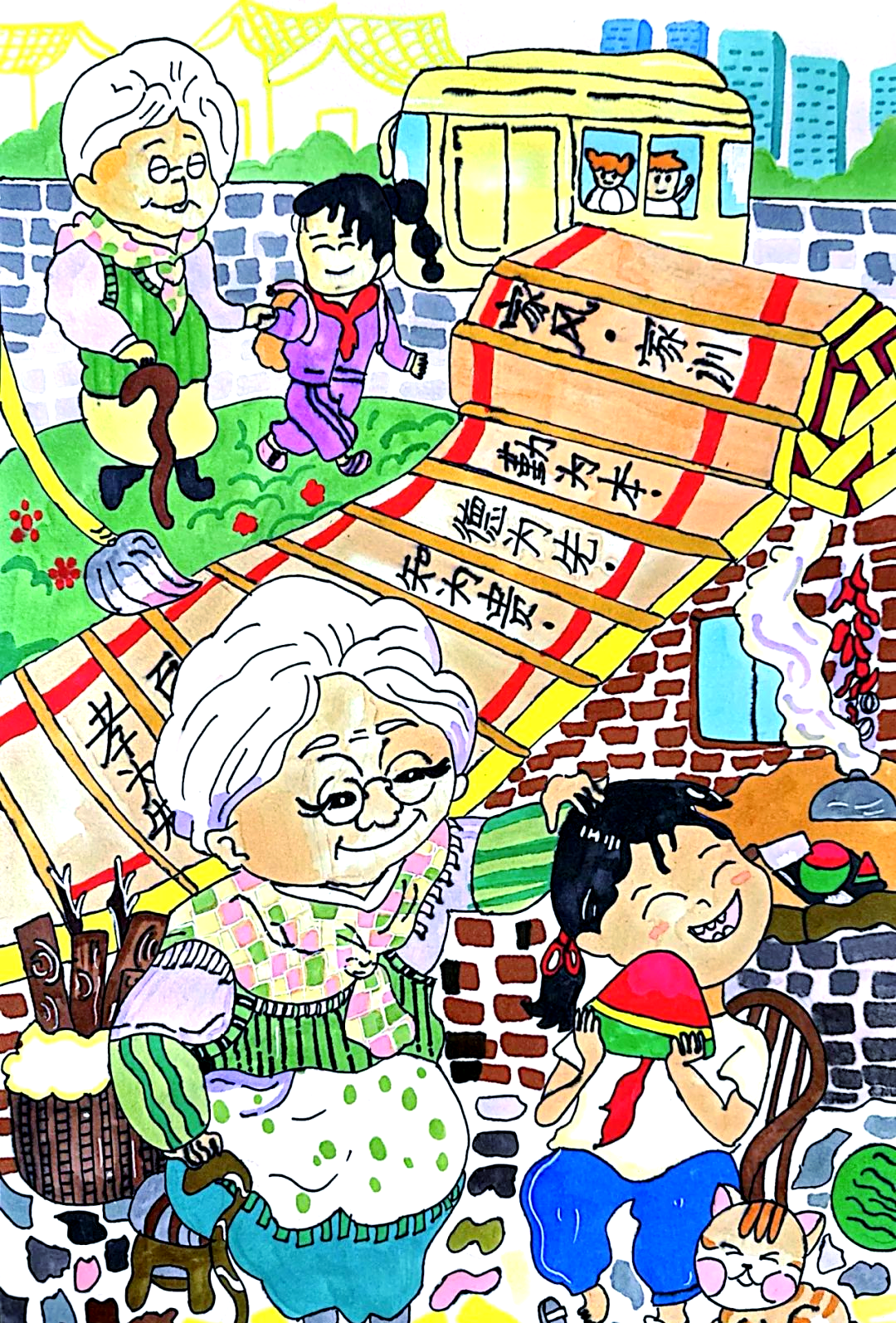 「童心绘孝」现场绘画比赛展现学生艺术才华与孝道精神