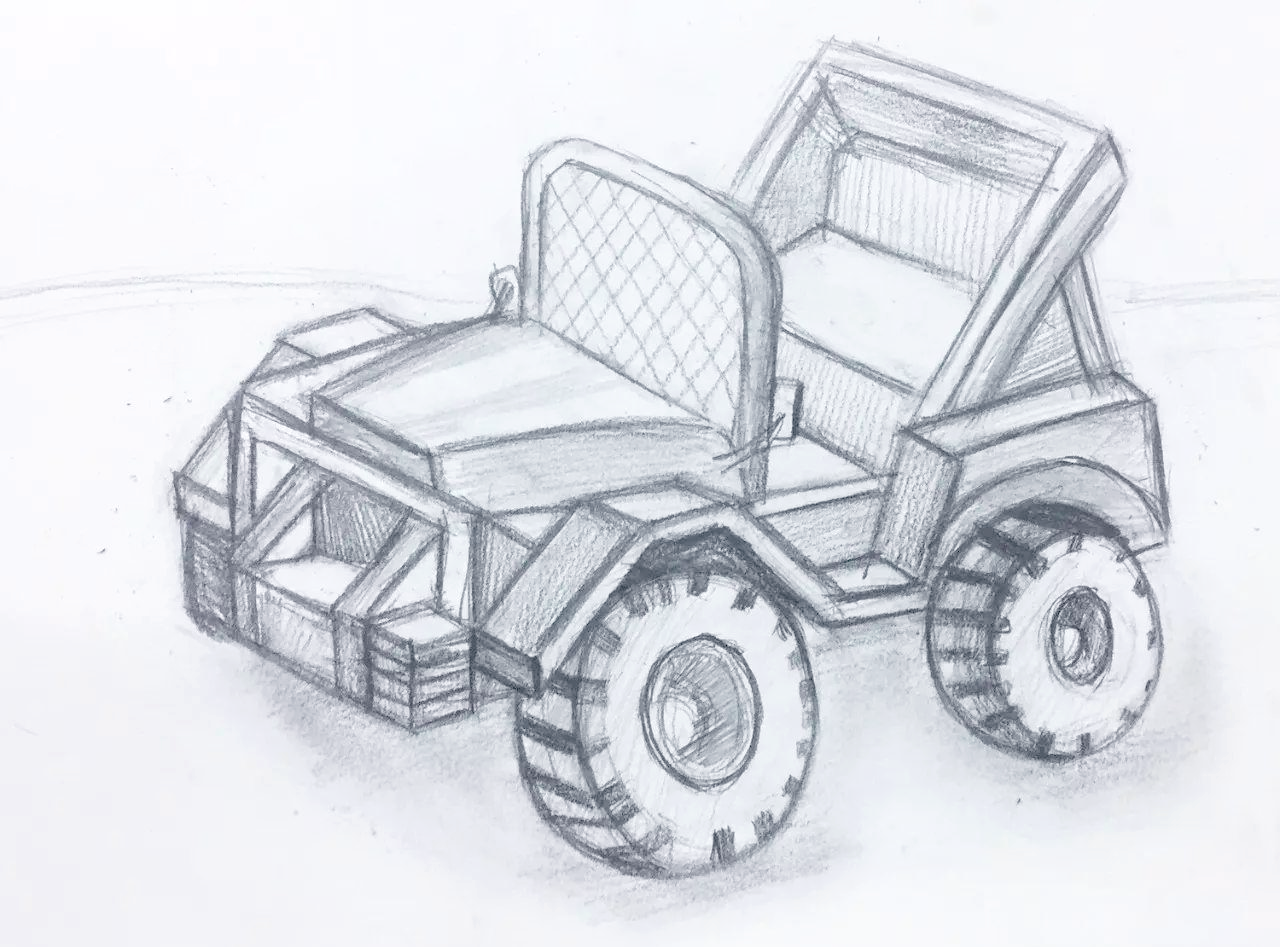 素描吉普车的酷感表现攻略与学生作品欣赏