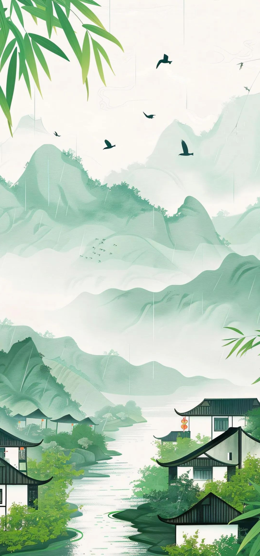 精选中国风山水田园插画壁纸,感受诗意的宁静与淳朴