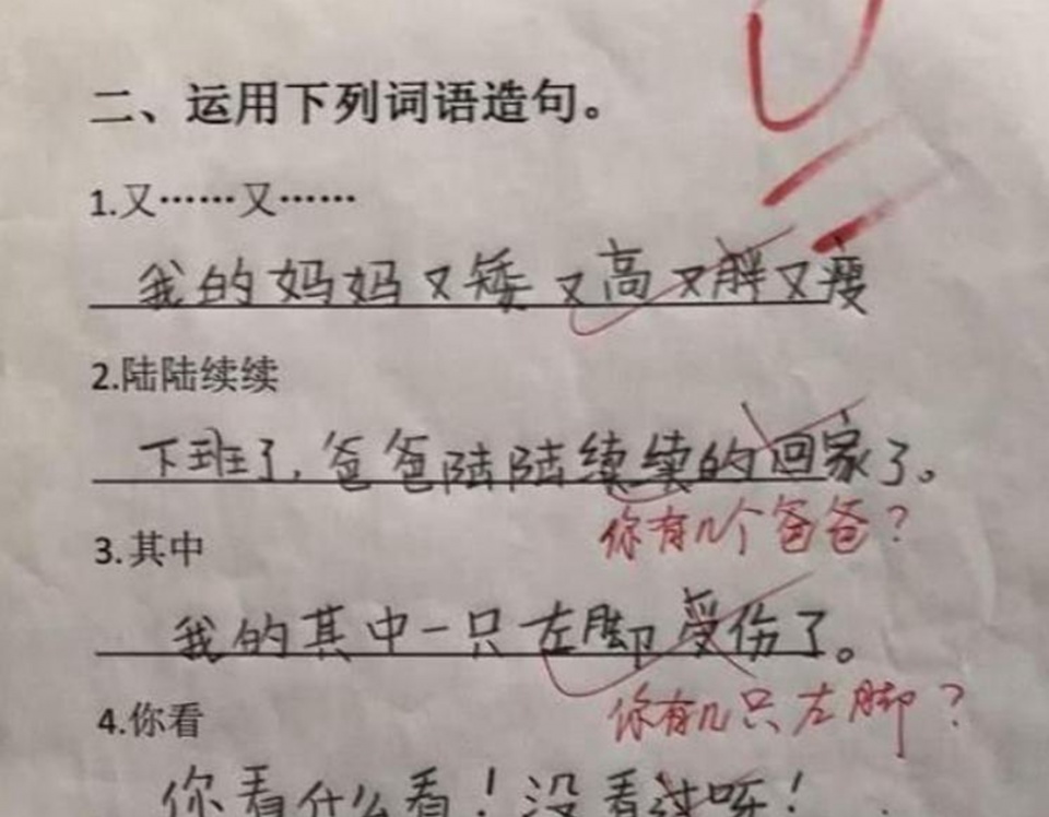 10张小学生爆笑试卷图片