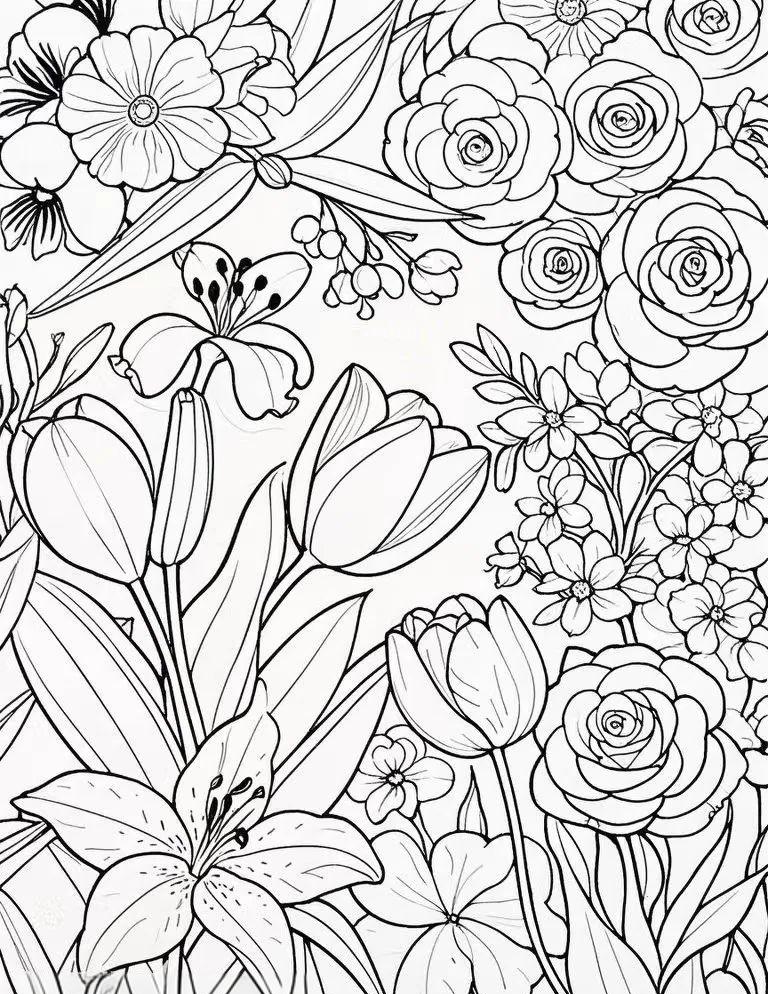 多种常见花朵的简笔画创作技巧与线稿素材