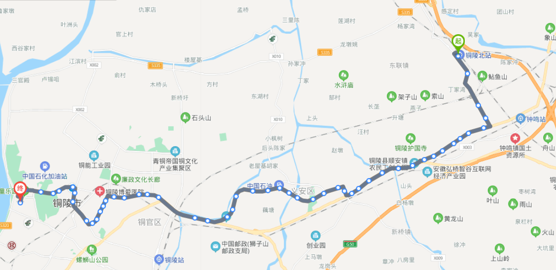 安徽铜陵火车北站途经公交车线路乘坐点及其运行时间