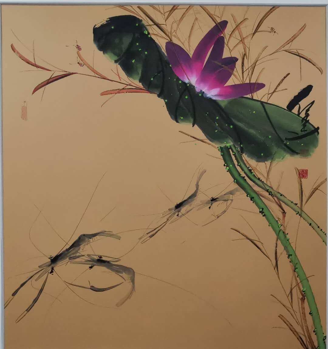 水墨中国画-何进画虾感悟