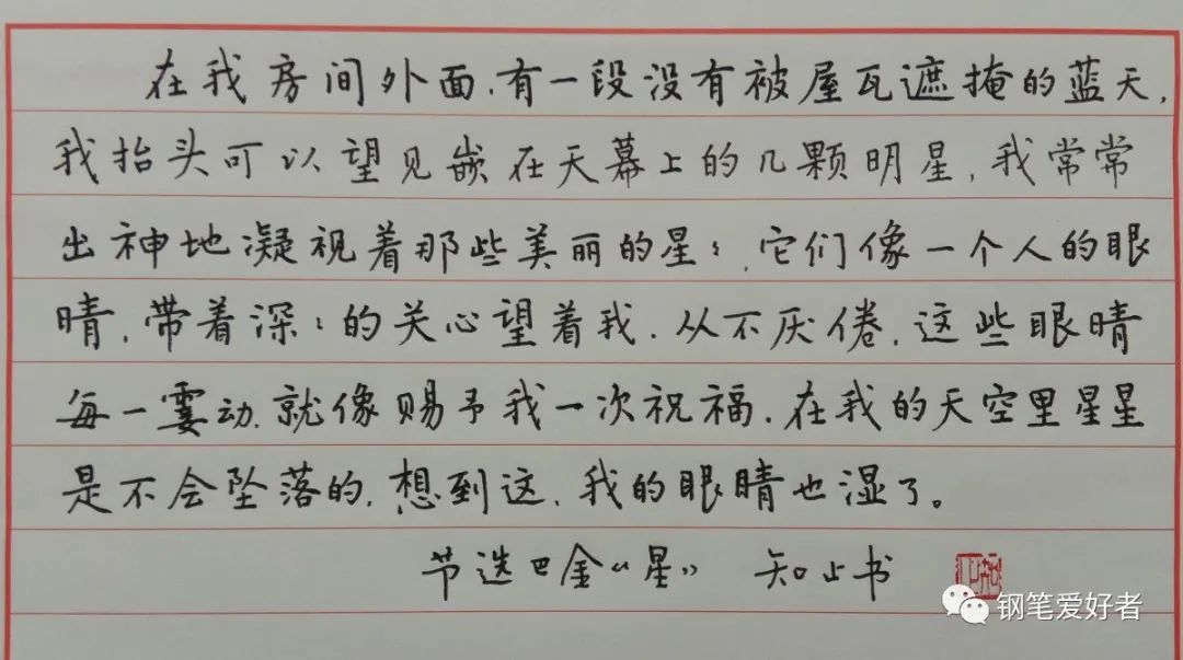 巴金《星》散文节选钢笔字练字打卡作业欣赏