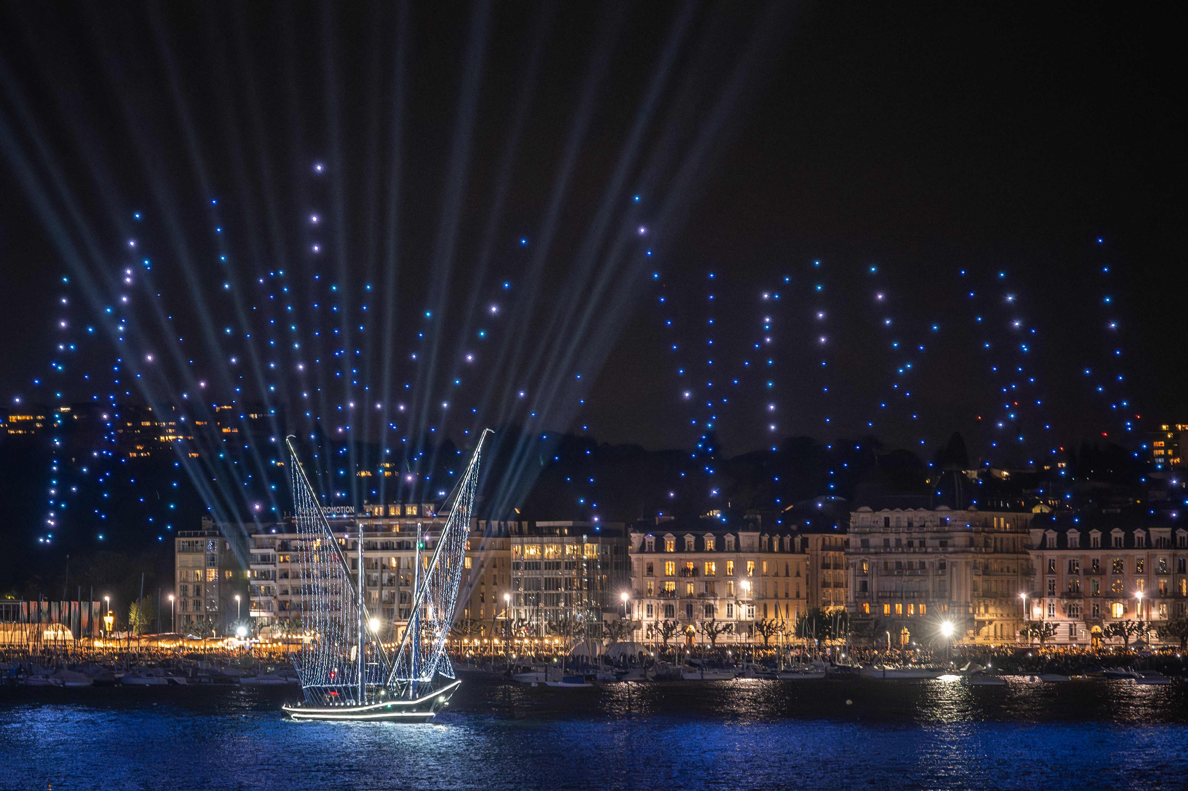 日内瓦的无人机灯光秀