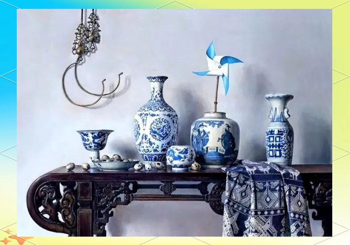 这些青花瓷油画作品真的是画出来的吗?