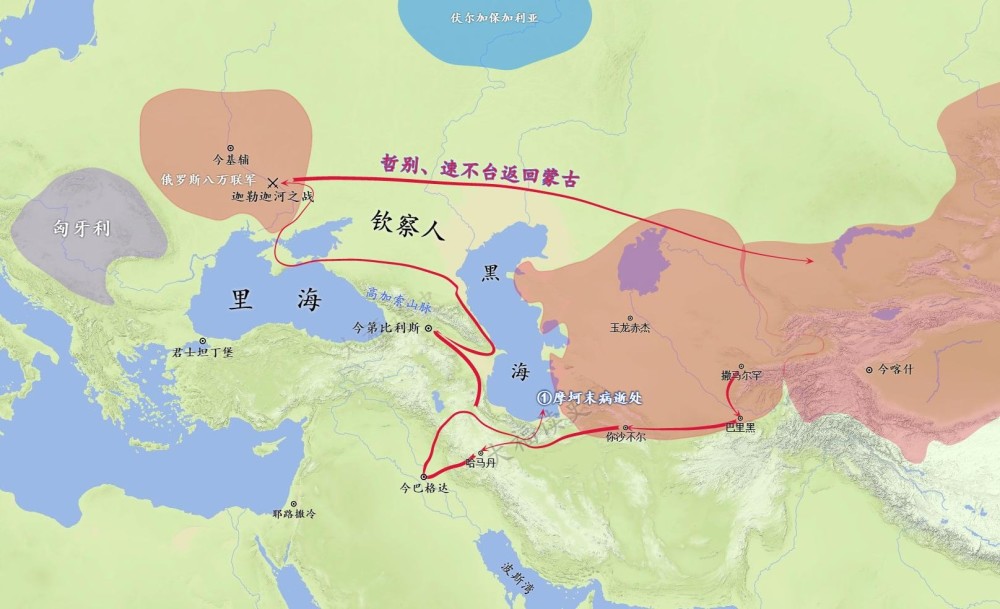 蒙古第二次西征路线图图片