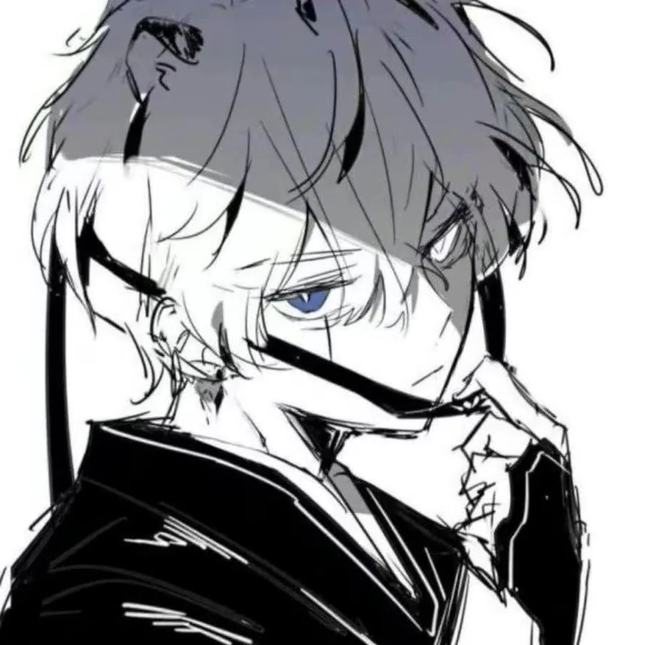 黑白风男女生动漫头像精选