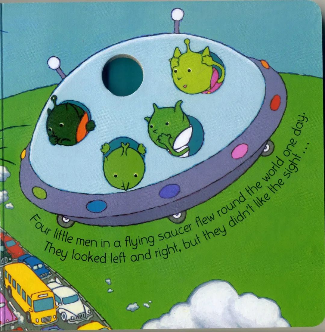英语绘本|在飞碟里的五个外星人 five little men