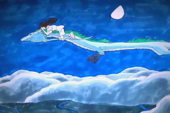 用马克笔绘制《千与千寻》中神奇的白龙