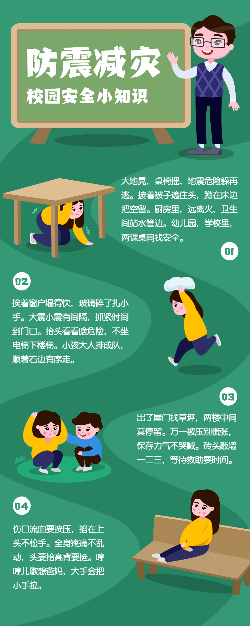 海报|防震减灾校园安全小知识