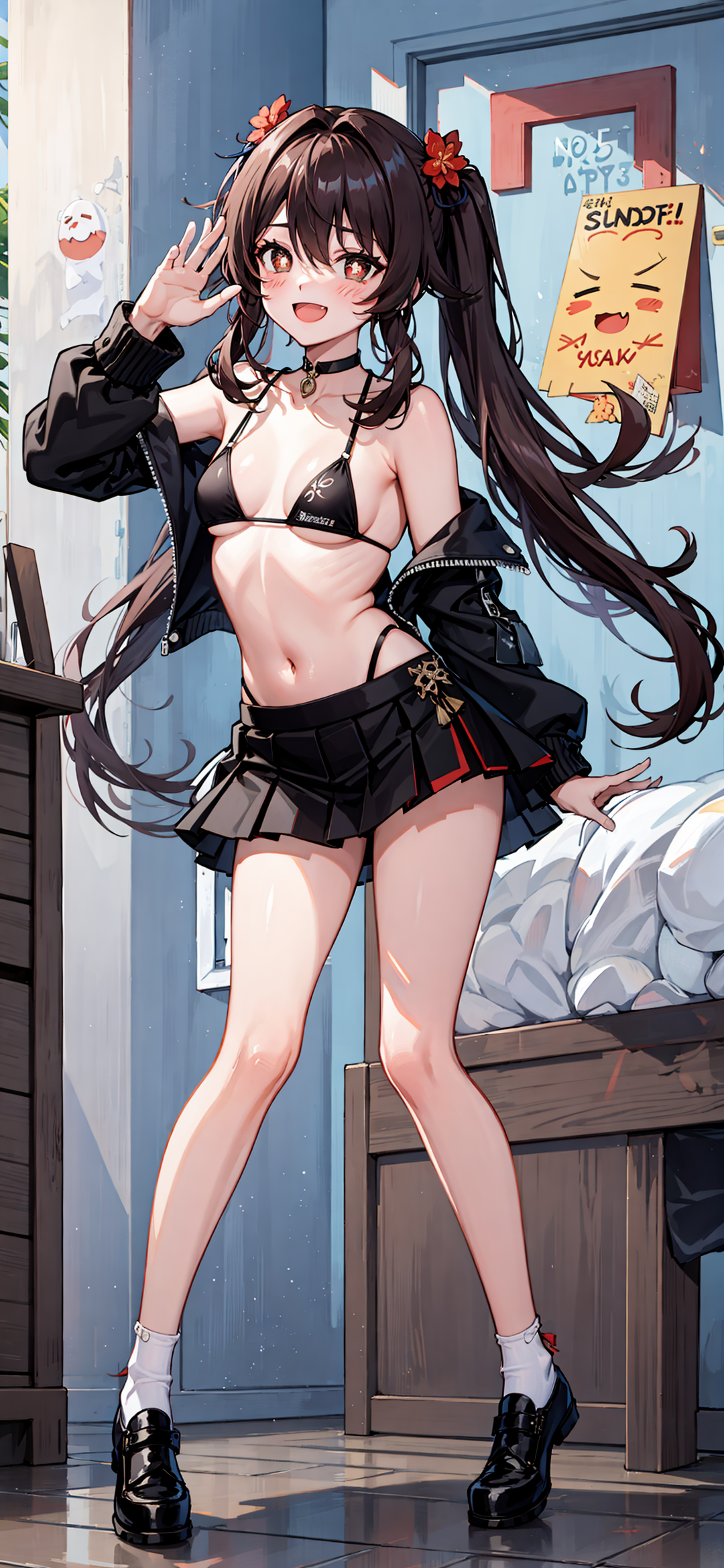 ai绘制的原神胡桃高清壁纸,打造你的个性化手机壁纸 vol.03