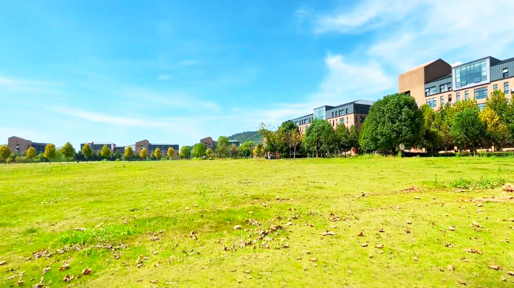 坐在校园里看群山绵延风景,随拍武汉江夏晴川学院,学习的好地方