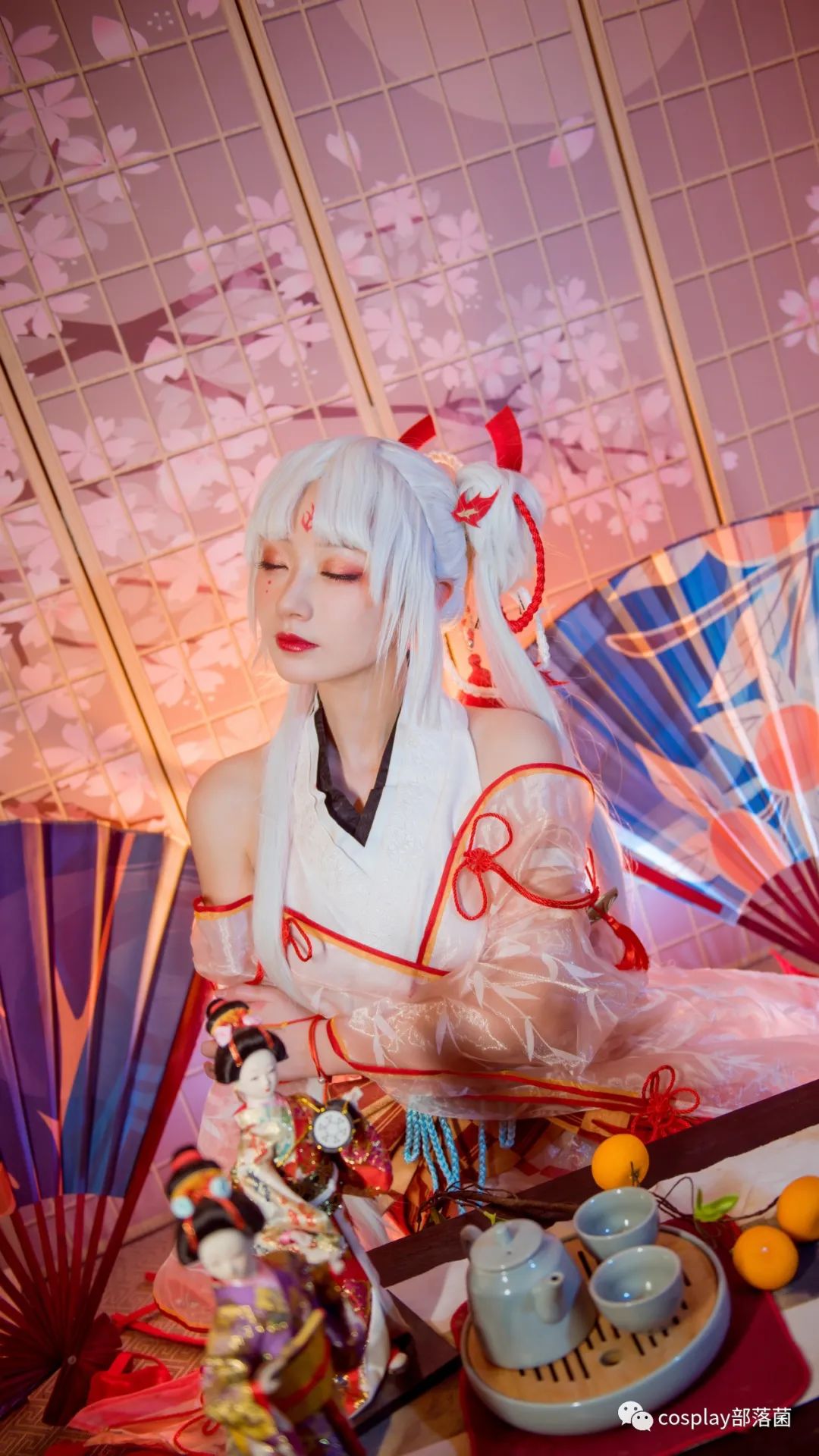 cos:阴阳师不知火粉色桃花背景cos正片@桃墨