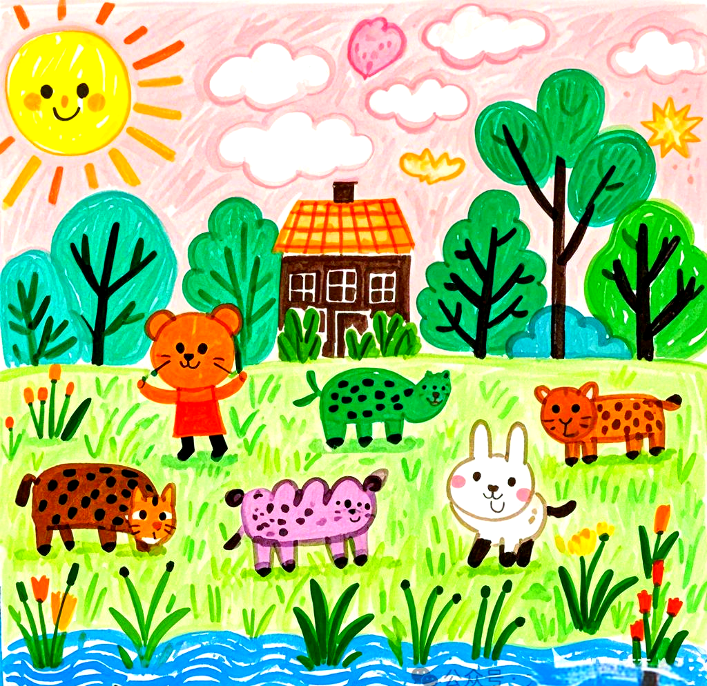 探索多彩动物乐园的马克笔绘画之旅