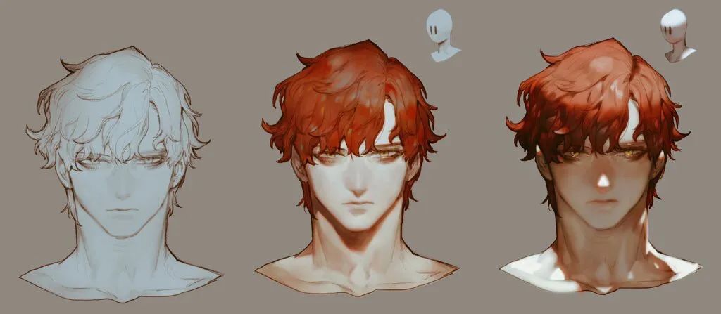 「绘画素材」不知道面部打光怎么画?一组头像光影示范