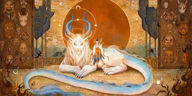 精美龙九子古风插画