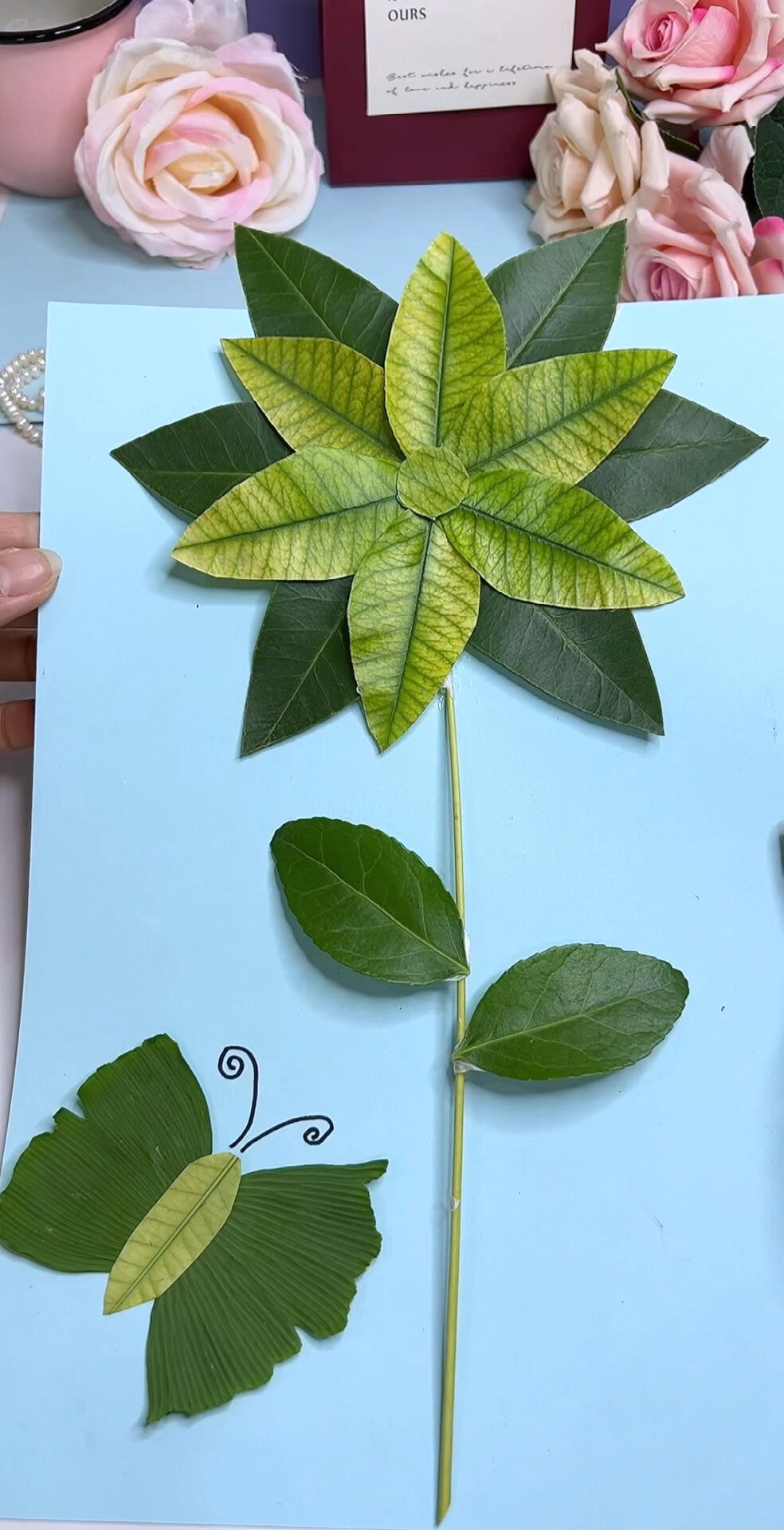 树叶贴画手工