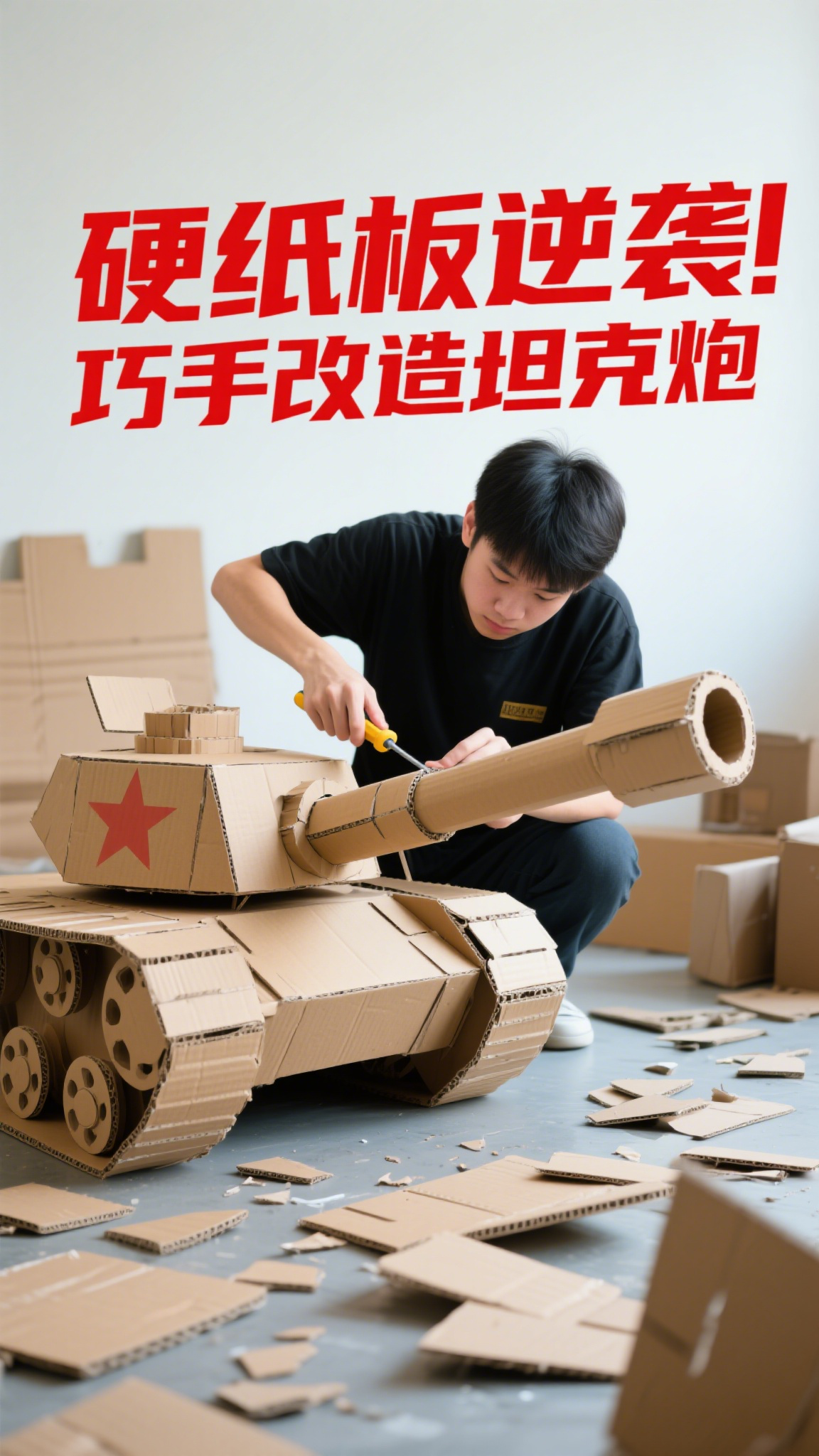 硬纸板逆袭,巧手改造坦克炮