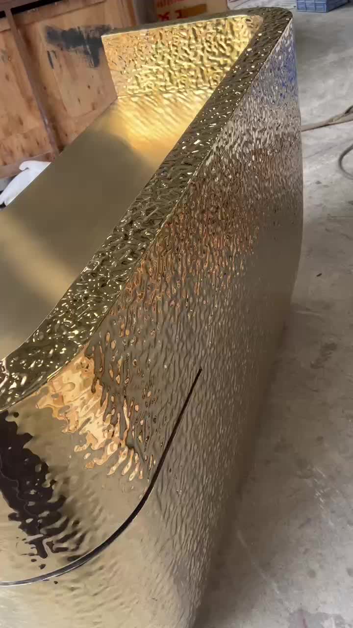 不锈钢水波纹钛金接待台不锈钢水波纹接待台