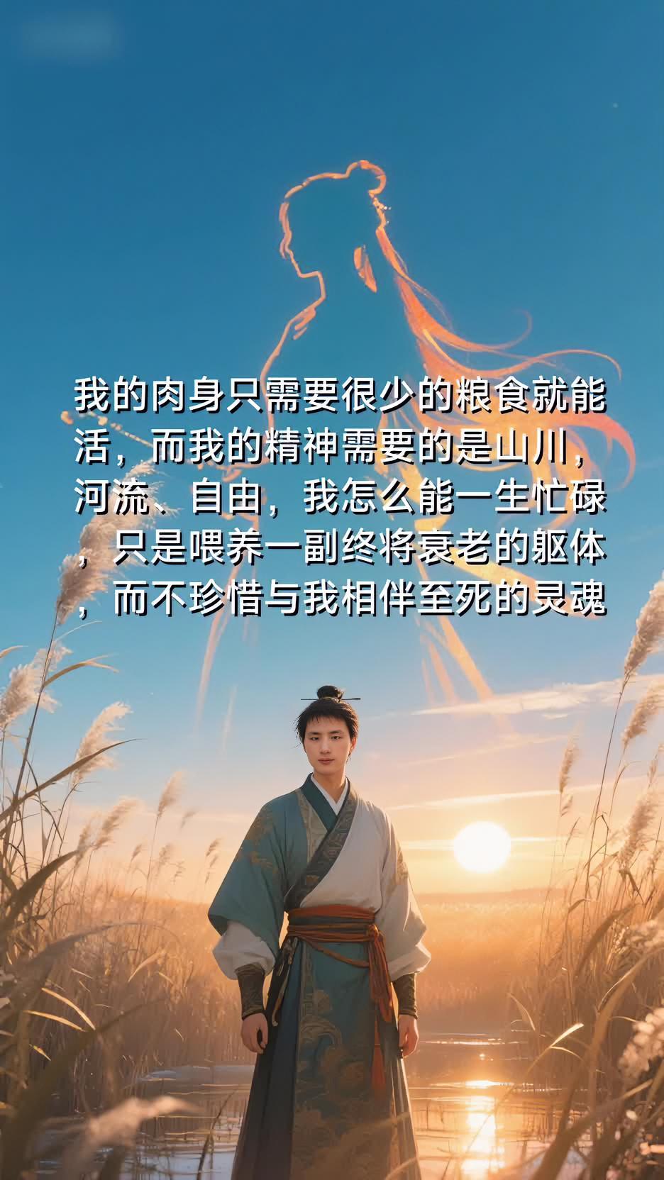 我的肉身只需要很少的粮食就能活,而我的精神需要的