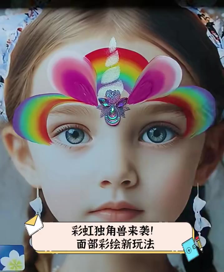 彩虹独角兽来袭!面部彩绘新玩法