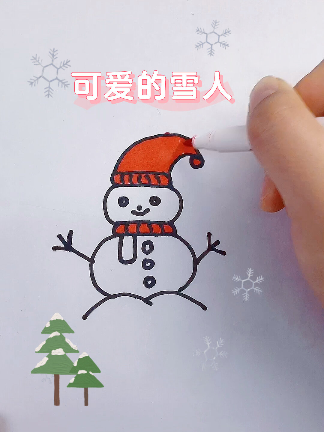 冬天的雪人图画简笔画图片