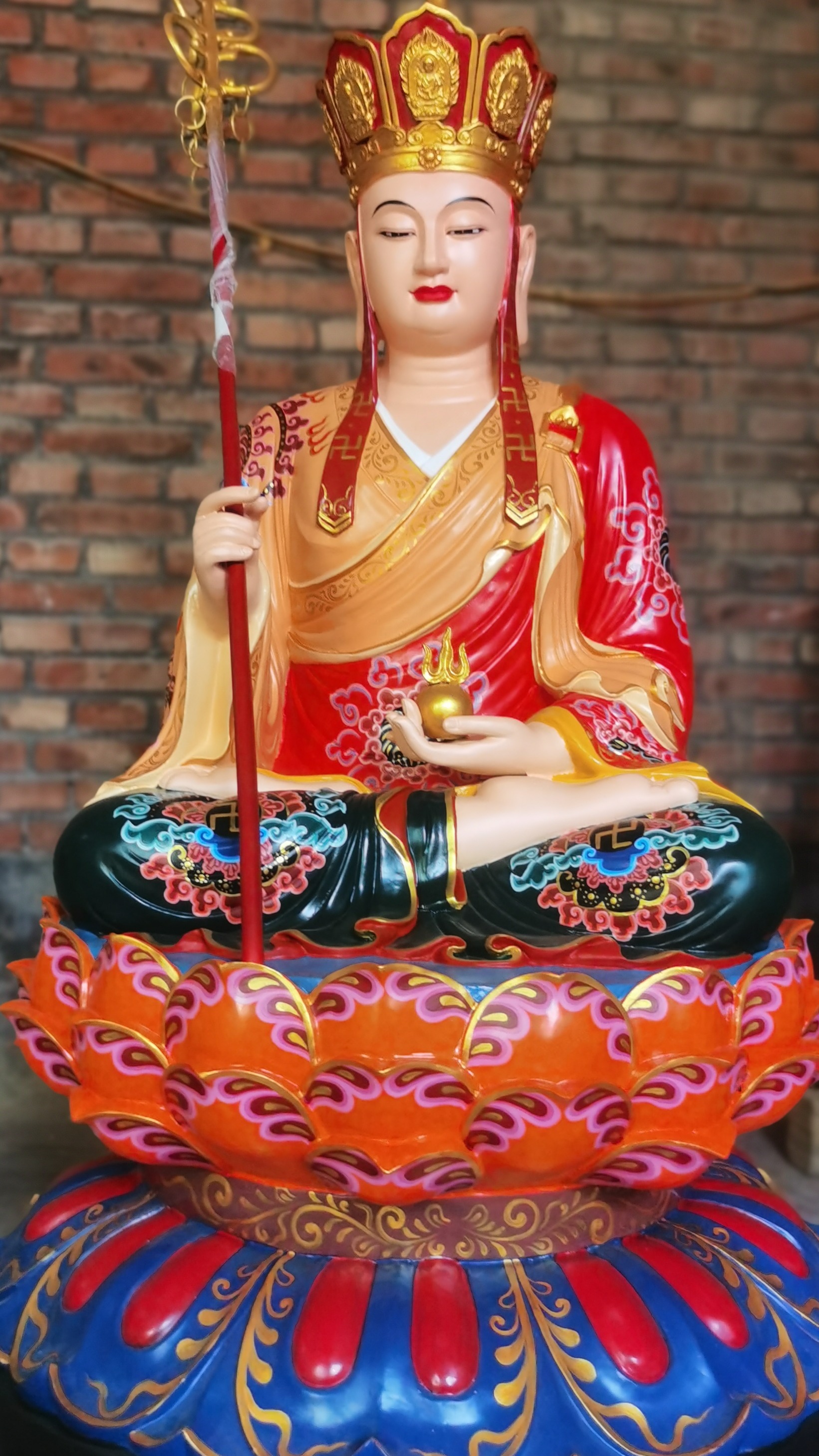 全铜彩绘地藏菩萨神像