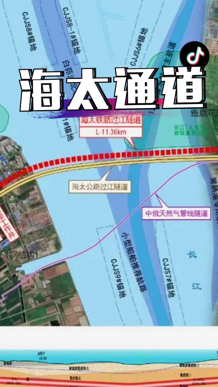 海太线位走向图 该项目 连接苏州太仓市,常熟市 和南通市海门区 路线