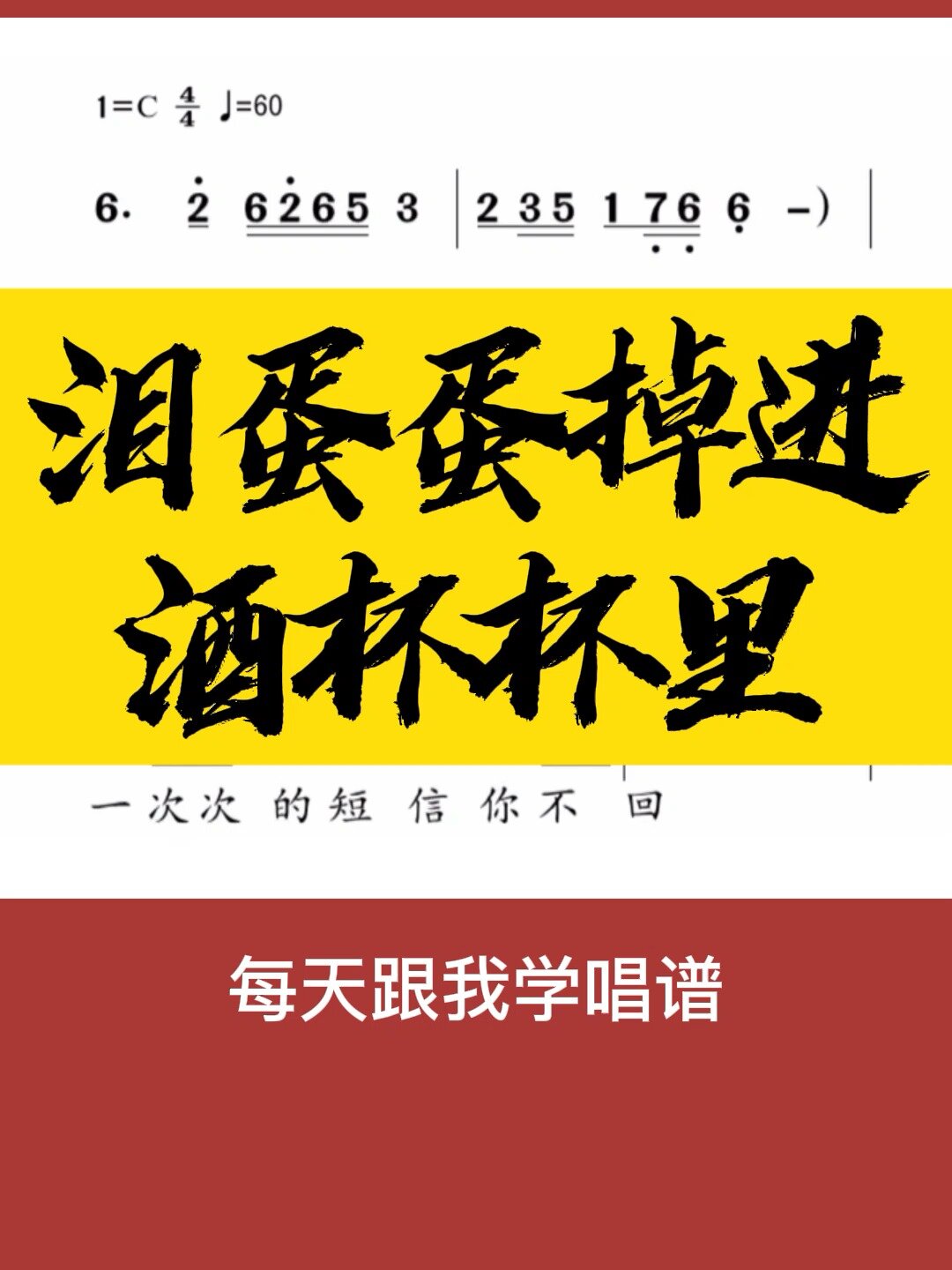0基础学唱谱《泪蛋蛋掉进酒杯杯里》
