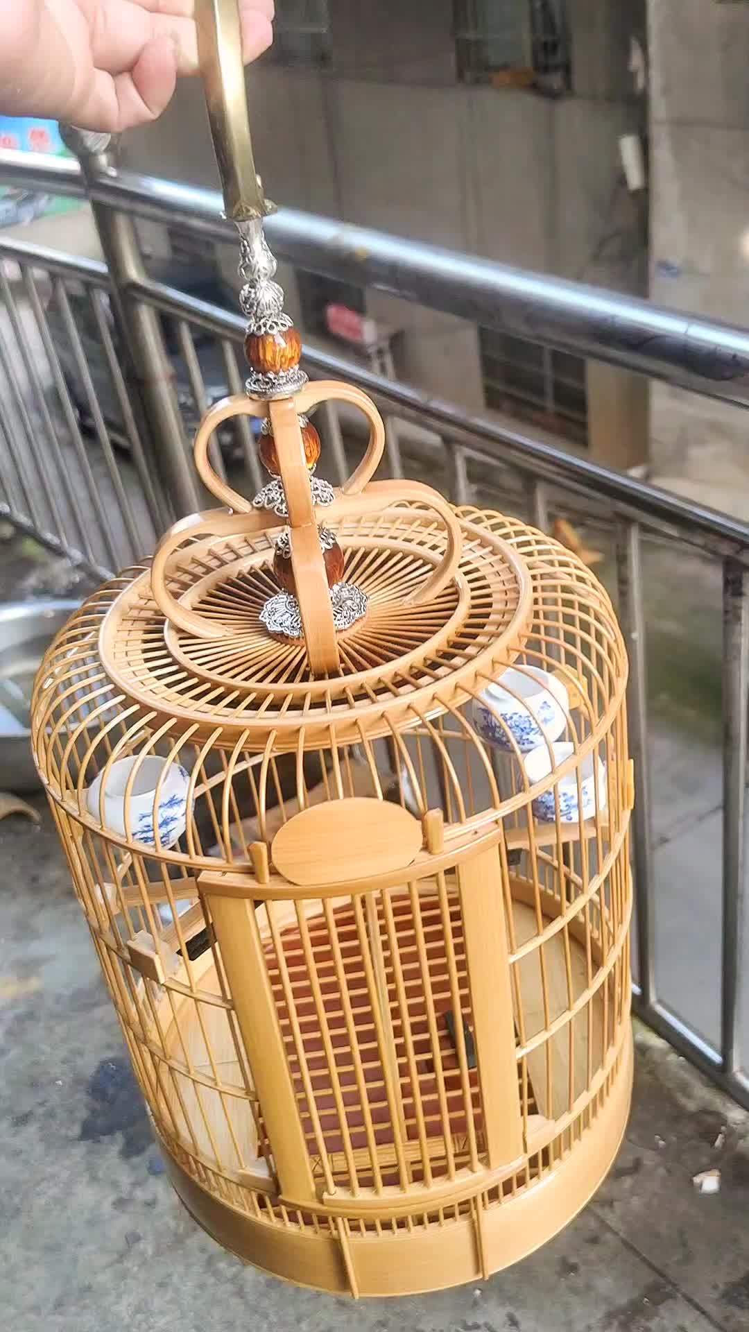 精品黄豆鸟天蓬活动底小川笼本色笼26公分 黄豆鸟 小鸟笼 鸟类 黄腾鸟