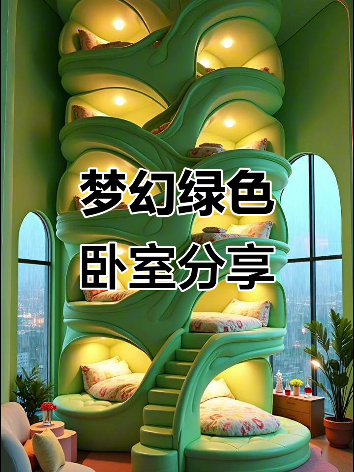 打造梦幻绿色少女心卧室,治愈系空间设计