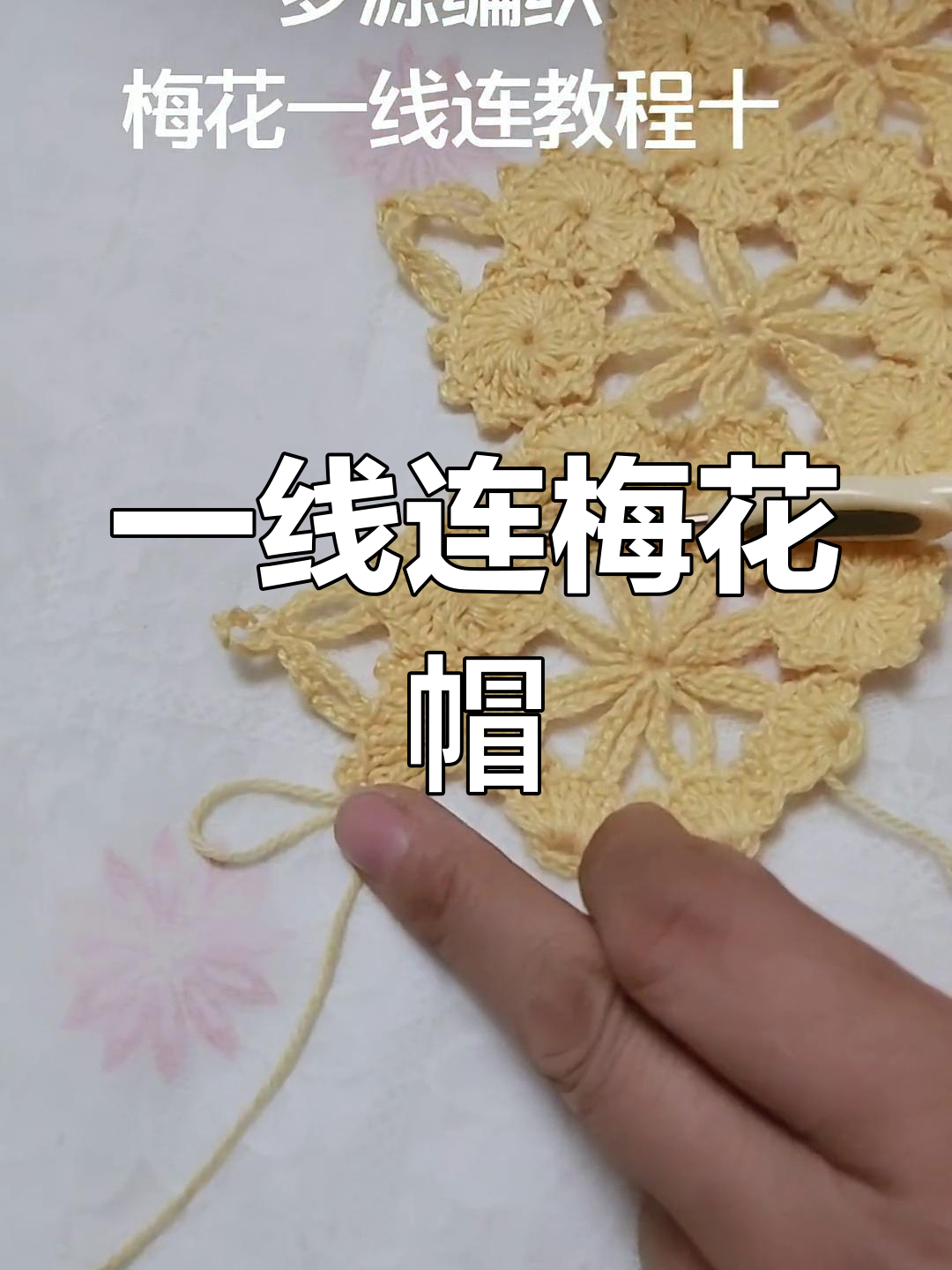 羊绒梅花一线连帽子钩编教程