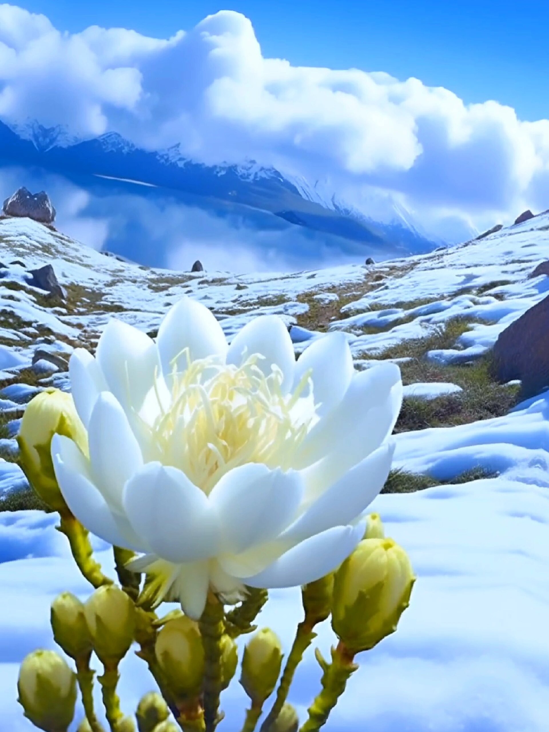 天山雪莲,纯白,圣洁