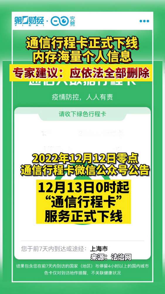 通信行程卡正式下线,内存海量个人信息!专家建议:应依法全部删除