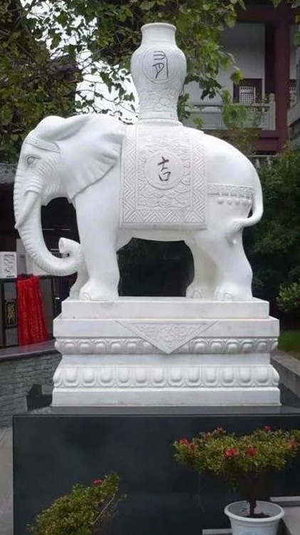 石雕大象背驮猴子兔子小鸟雕塑 定制大型动物石像 东昇石业