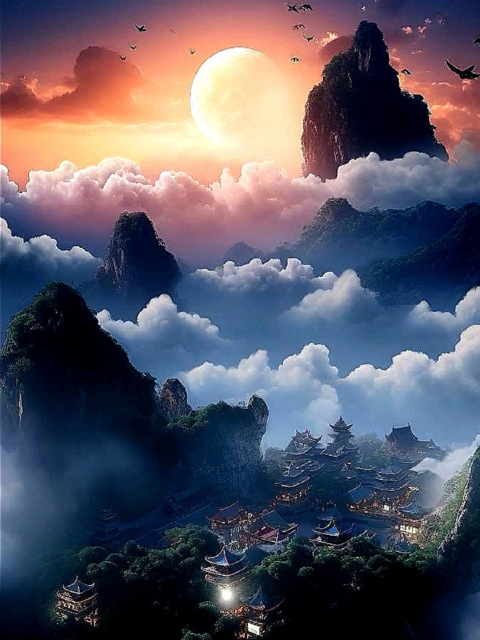 山上云雾缭绕,仿佛仙境