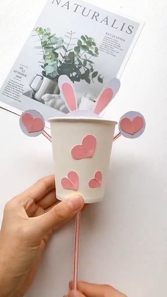 趣味亲子手工纸杯小白兔可爱的小白兔躲猫猫教程一次性水杯还可以这么