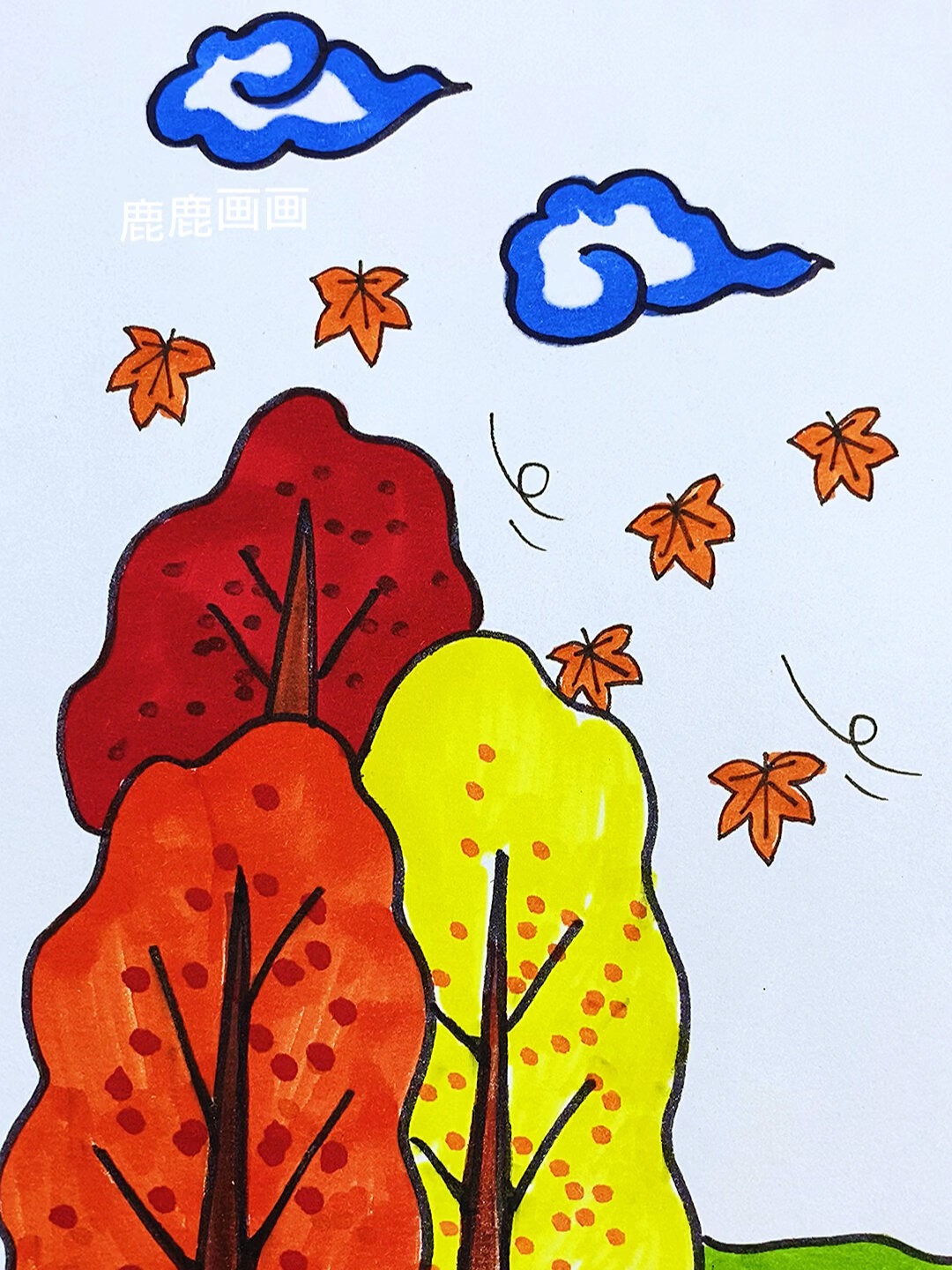 画秋天,简单又好看的大自然主题画