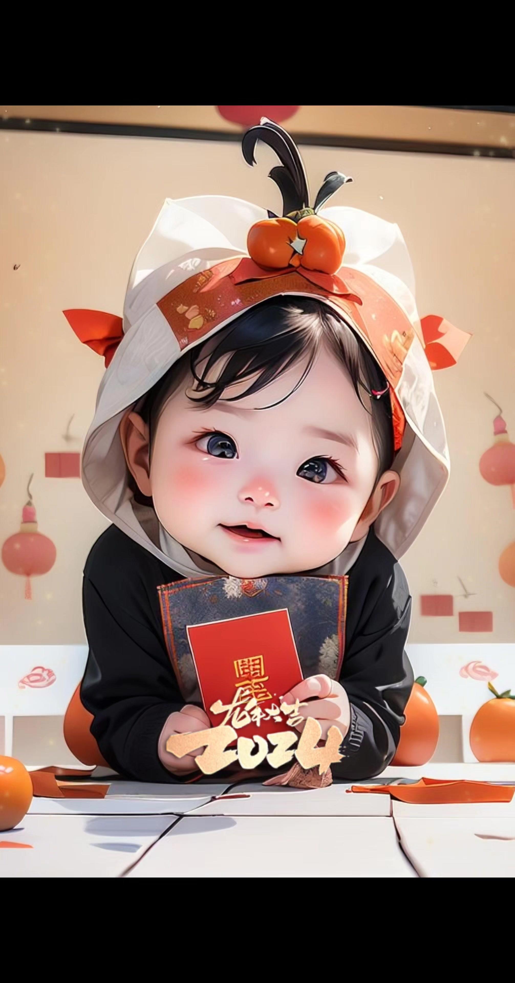 恭喜发财小福娃大眼睛宝宝人类幼崽