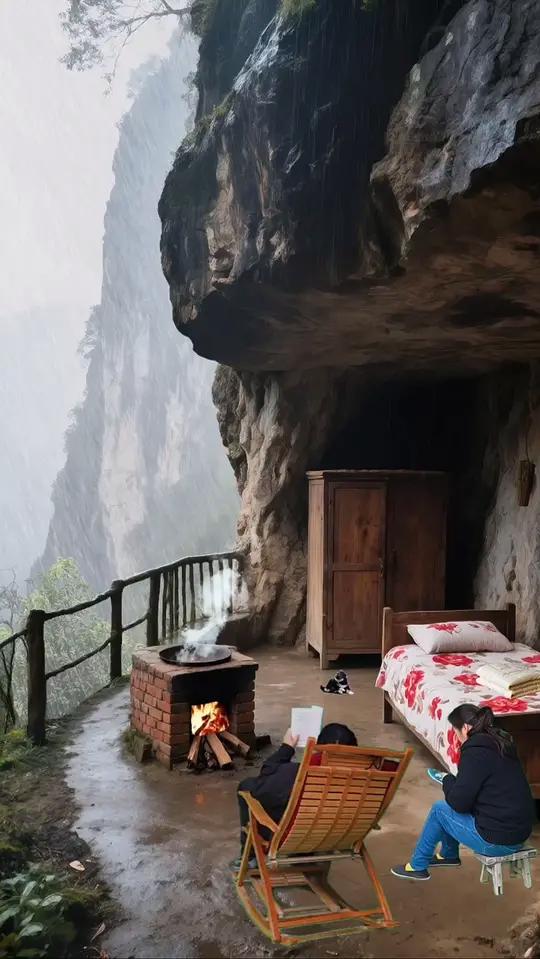 大山深处,一家人悄然隐居在山洞之中