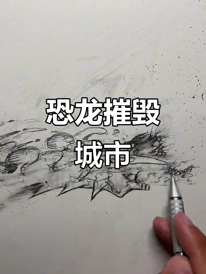 恐龙破坏城市,简笔画教程