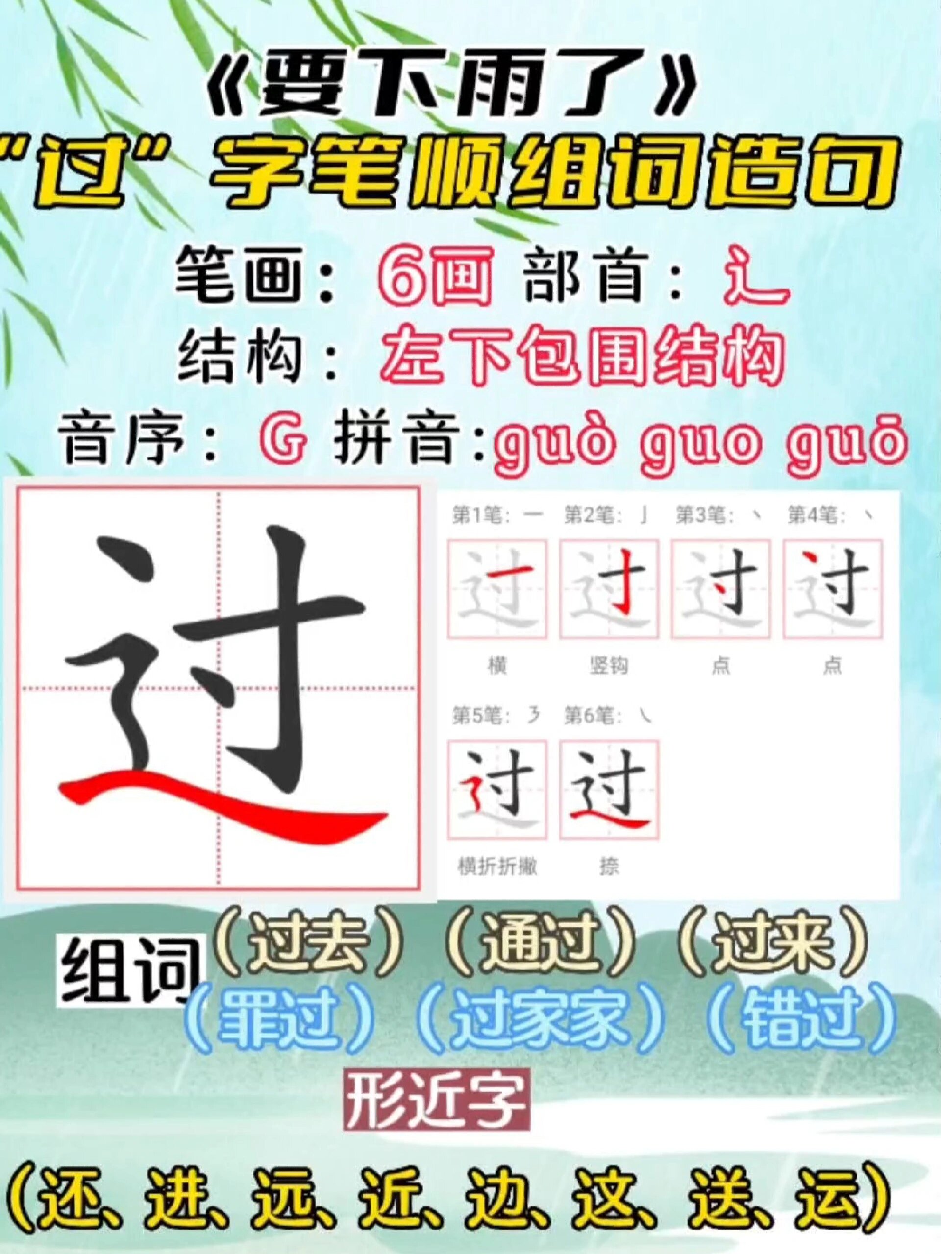 一下同步生字過字筆順組詞造句形近字